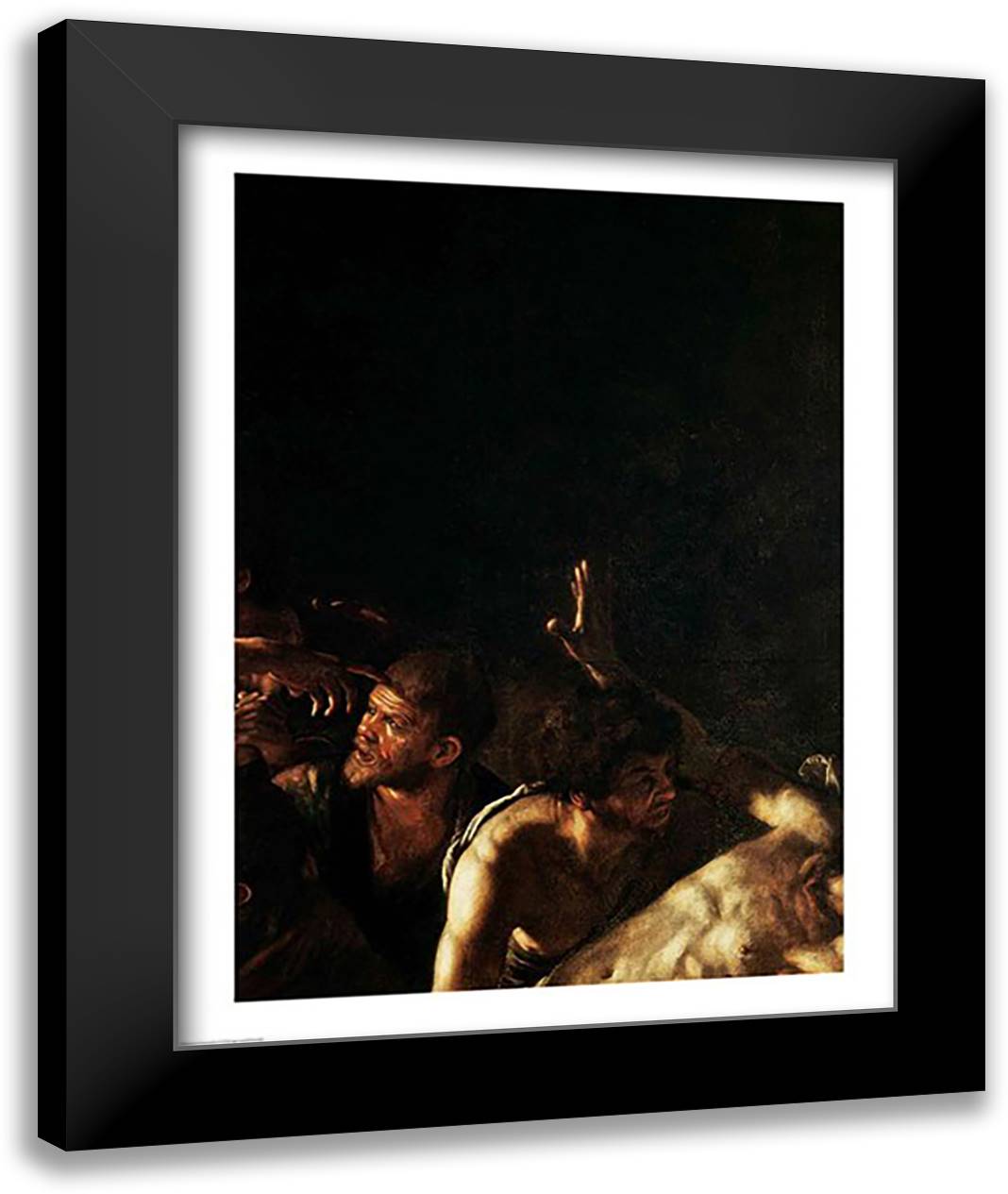 Resurrection of Lazarus, Detail 22x28 Black Modern Wood Framed Art Print Poster by Caravaggio