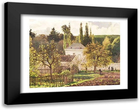 House in the Hermitage, Pontoise, 1873 28x22 Black Modern Wood Framed Art Print Poster by Pissarro, Camille