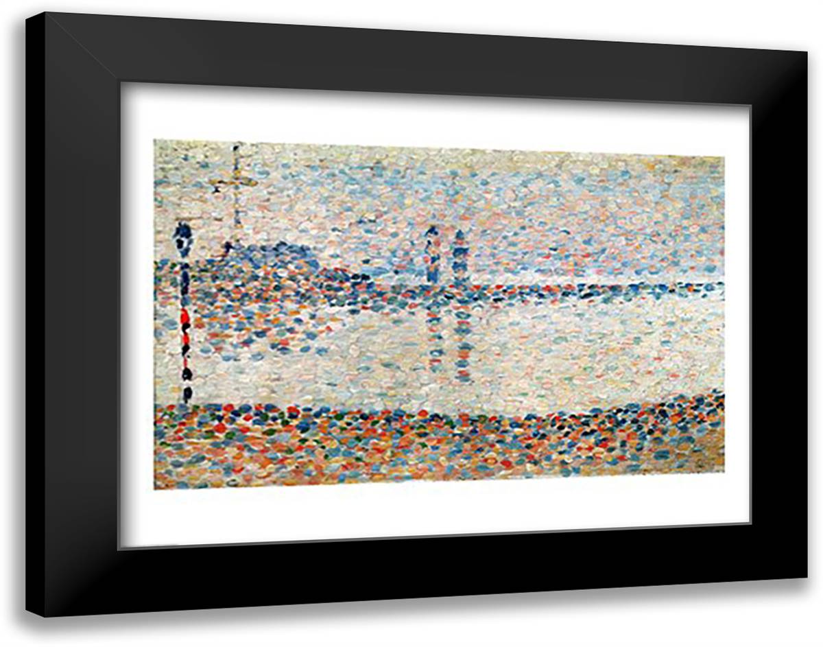 Study for 'The Channel at Gravelines, Evening', 1890 28x22 Black Modern Wood Framed Art Print Poster by Seurat, Georges