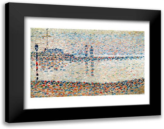 Study for 'The Channel at Gravelines, Evening', 1890 28x22 Black Modern Wood Framed Art Print Poster by Seurat, Georges