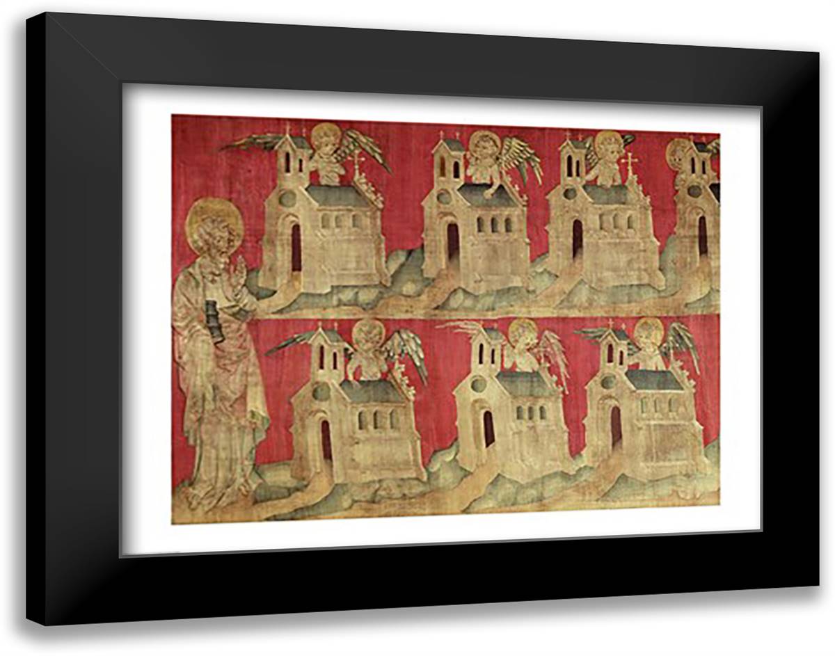 St. John and the Seven Churches of Asia 28x22 Black Modern Wood Framed Art Print Poster by Bataille, Nicolas