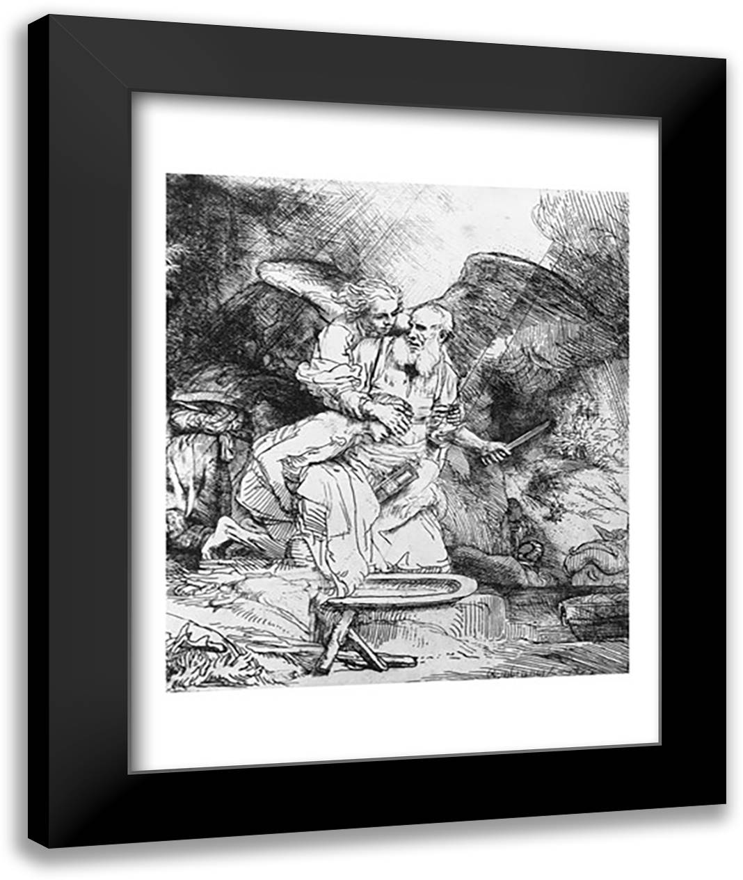 The Sacrifice of Abraham, 1645 22x28 Black Modern Wood Framed Art Print Poster by Rembrandt