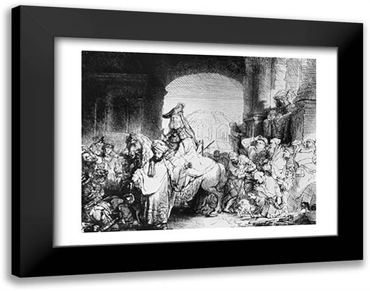 The Triumph of Mordecai, c.1640 28x22 Black Modern Wood Framed Art Print Poster by Rembrandt