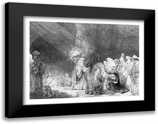 Presentation in the Temple 28x22 Black Modern Wood Framed Art Print Poster by Rembrandt