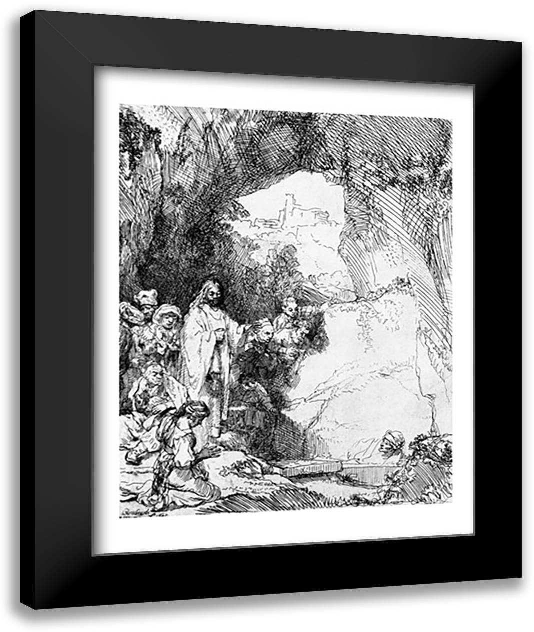 The Great Raising of Lazarus 22x28 Black Modern Wood Framed Art Print Poster by Rembrandt