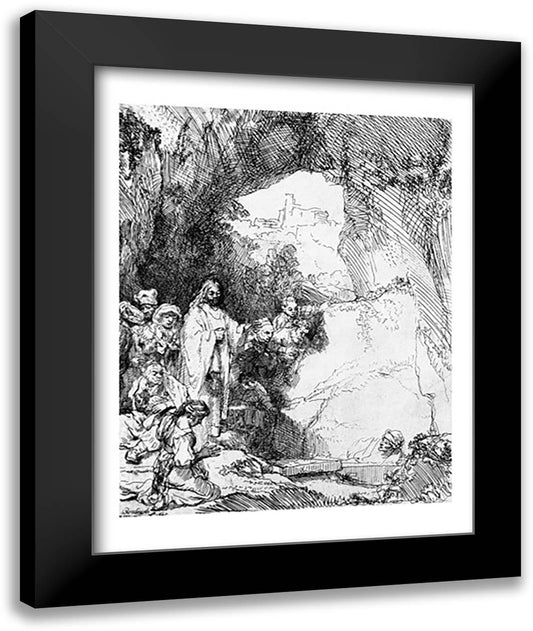 The Great Raising of Lazarus 22x28 Black Modern Wood Framed Art Print Poster by Rembrandt