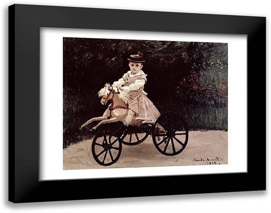 Jean Monet on his Hobby Horse, 1872 28x22 Black Modern Wood Framed Art Print Poster by Monet, Claude