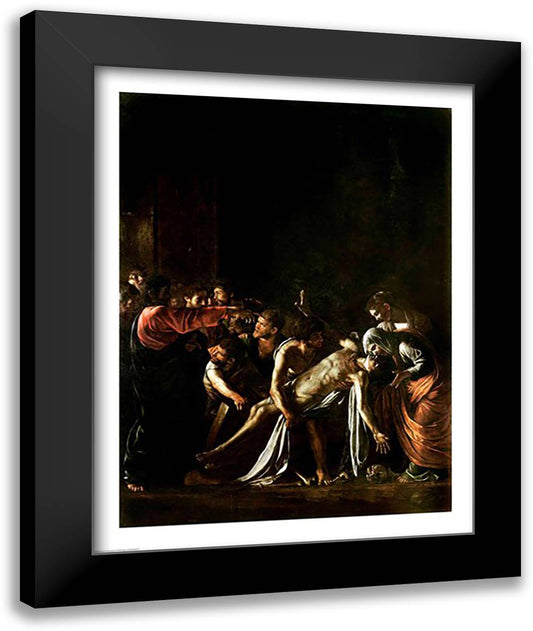 Resurrection of Lazarus, Detail 22x28 Black Modern Wood Framed Art Print Poster by Caravaggio