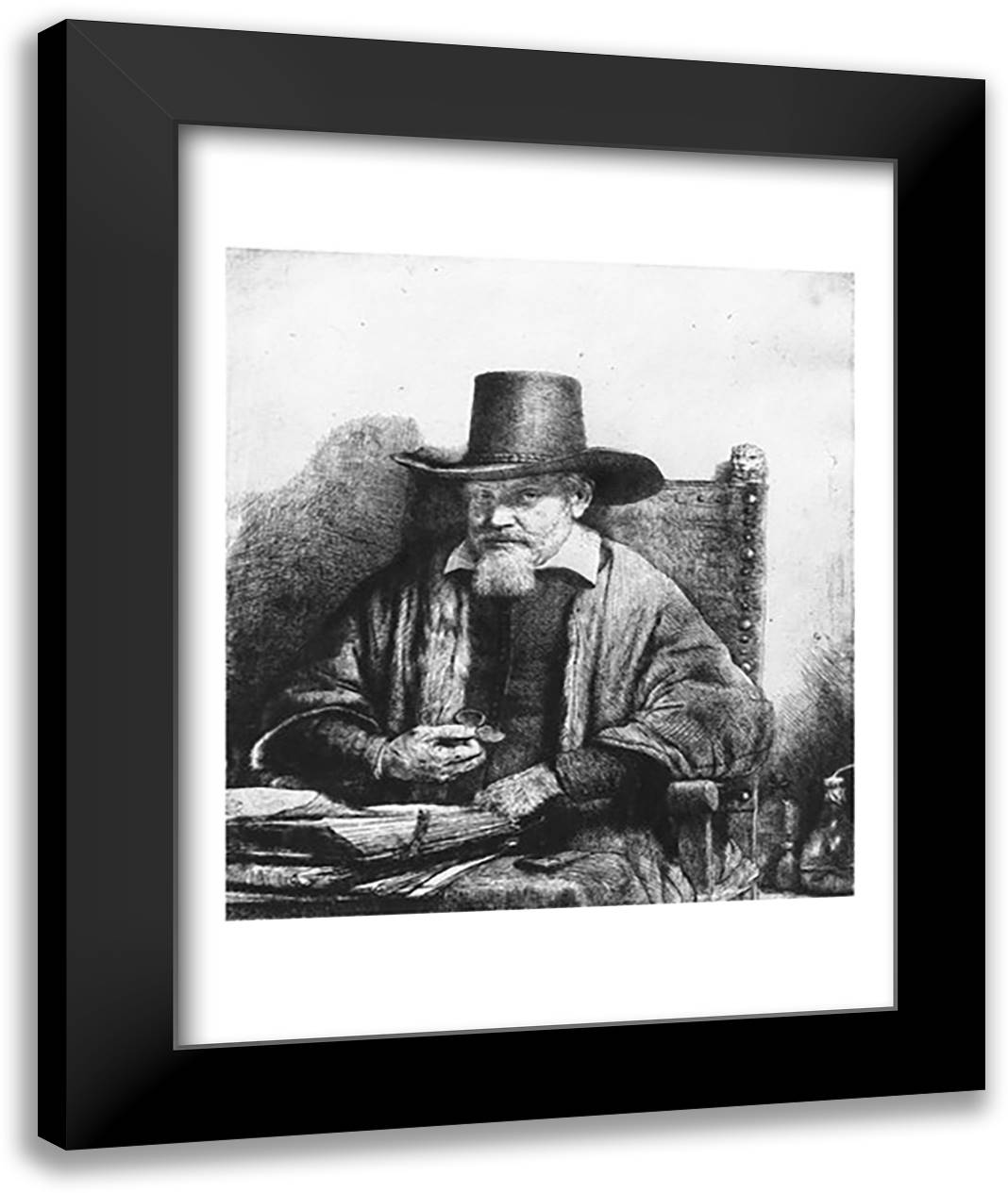 The Lawyer Tolling or the Doctor Arnoldus Tholinx or Petrus van Thol, 1656 22x28 Black Modern Wood Framed Art Print Poster by Rembrandt