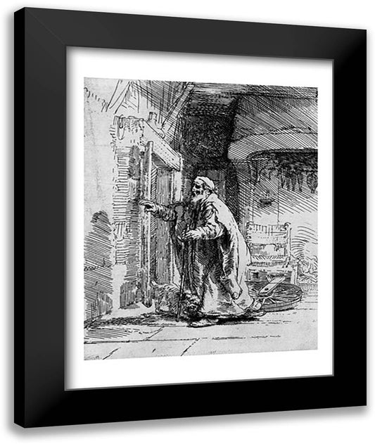 The blind Tobit, 1651 22x28 Black Modern Wood Framed Art Print Poster by Rembrandt