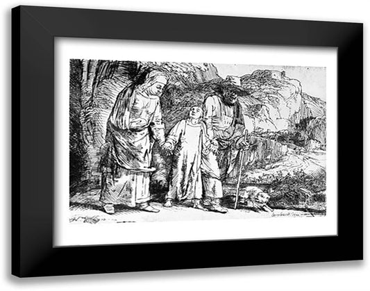 The Return from Egypt, or Jesus Christ Taken Back from the Temple, 1649 28x22 Black Modern Wood Framed Art Print Poster by Rembrandt