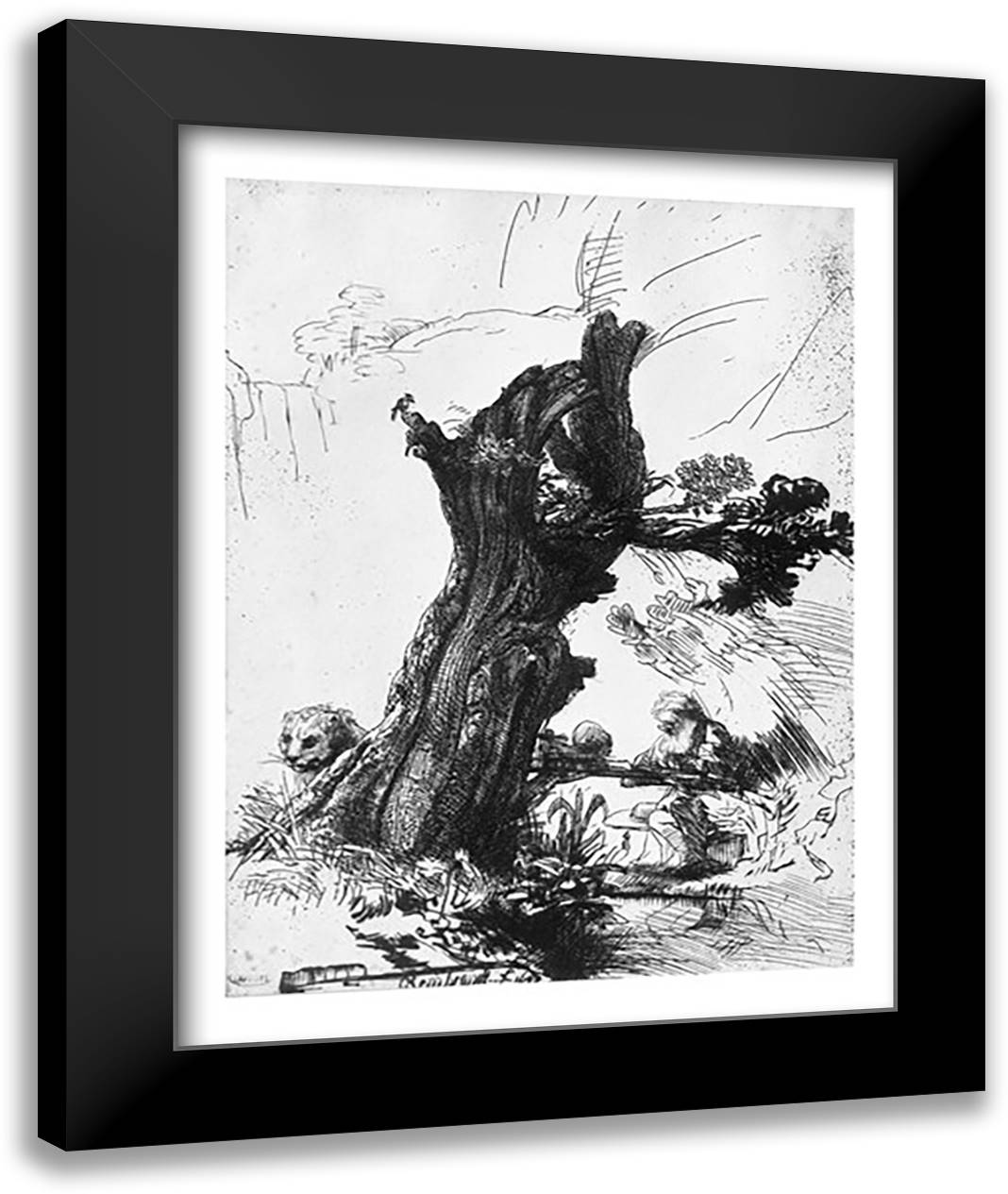 St. Jerome Writing, 1648 22x28 Black Modern Wood Framed Art Print Poster by Rembrandt