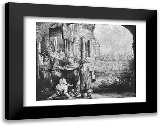 St. Peter and St. John at the Entrance to the Temple, 1649 28x22 Black Modern Wood Framed Art Print Poster by Rembrandt