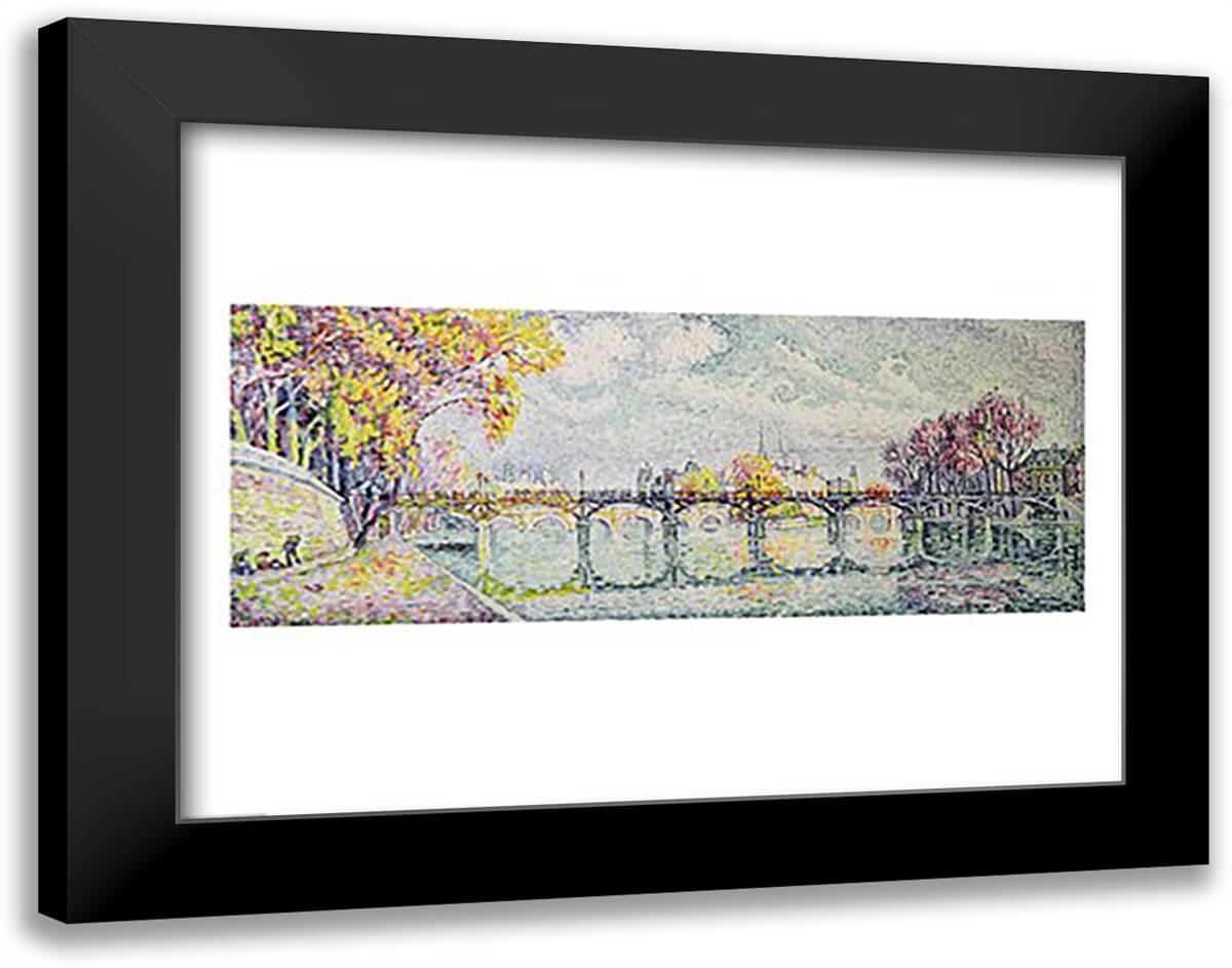 The Pont des Arts, 1928 28x22 Black Modern Wood Framed Art Print Poster by Signac, Paul