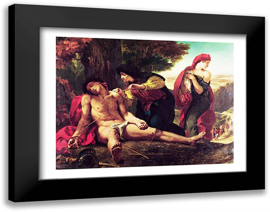 St. Sebastian, 1836 28x22 Black Modern Wood Framed Art Print Poster by Delacroix, Eugene