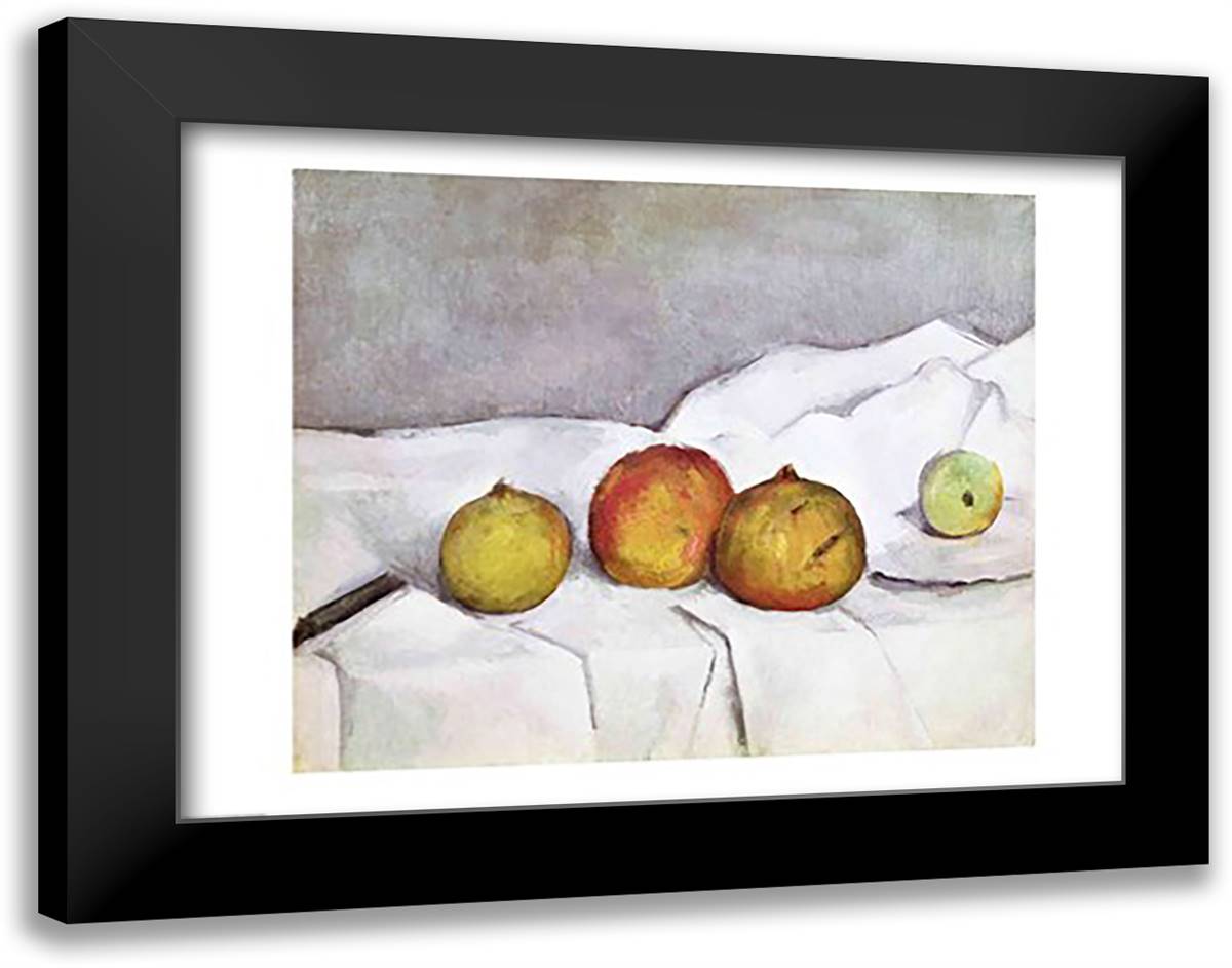 Fruit on a Cloth, c.1890 28x22 Black Modern Wood Framed Art Print Poster by Cezanne, Paul