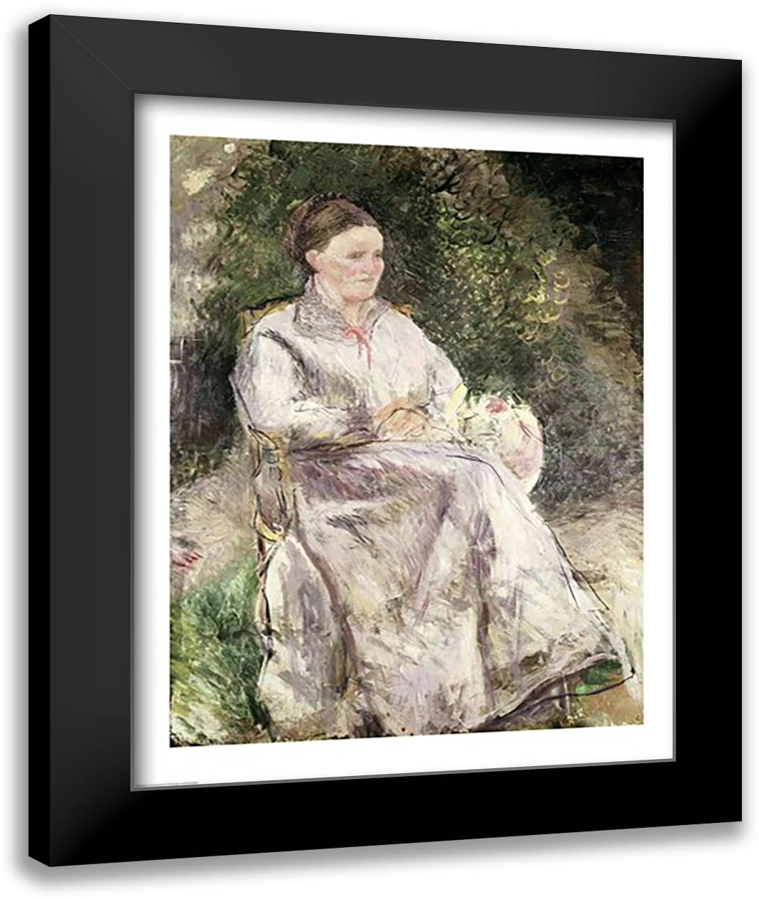 Portrait of Julie Velay, Wife of the Artist, c.1874 22x28 Black Modern Wood Framed Art Print Poster by Pissarro, Camille
