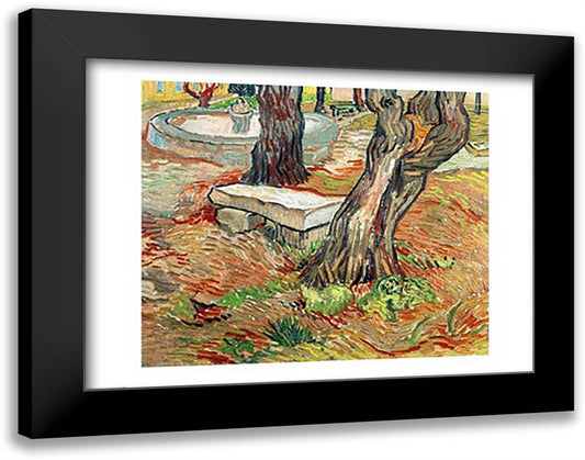 The Bench at Saint-Remy, 1889 28x22 Black Modern Wood Framed Art Print Poster by Van Gogh, Vincent