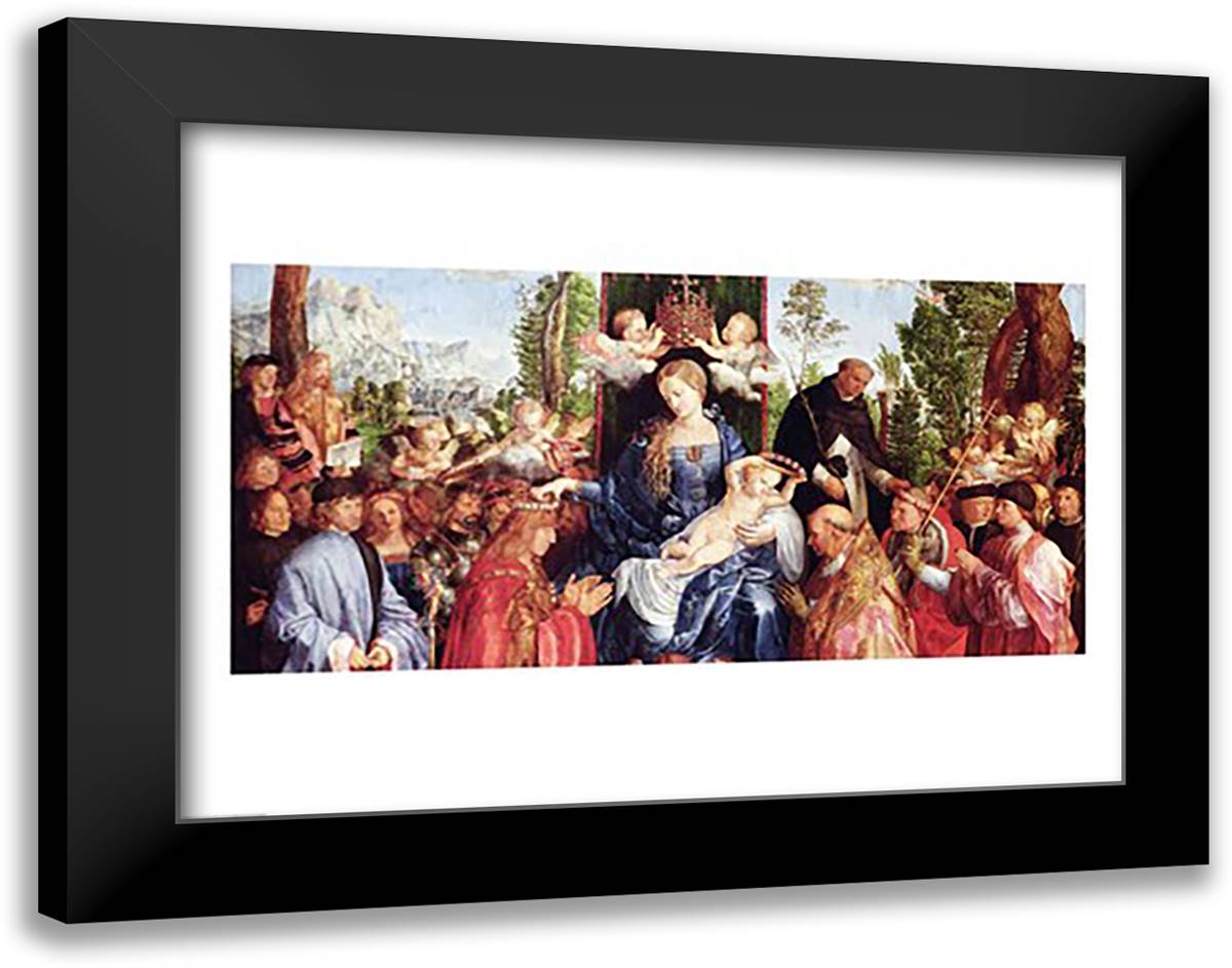 The Festival of the Rosary, 1506 28x22 Black Modern Wood Framed Art Print Poster by Durer, Albrecht