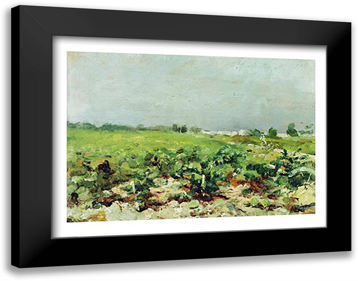 Celeyran, View of the Vineyard, 1880 28x22 Black Modern Wood Framed Art Print Poster by Toulouse-Lautrec, Henri de