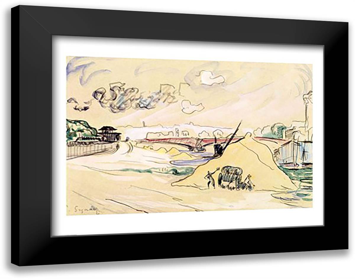 The Pile of Sand, Bercy, 1905 28x22 Black Modern Wood Framed Art Print Poster by Signac, Paul