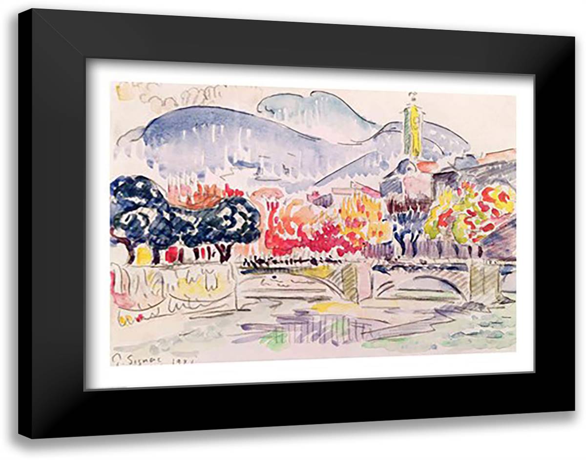 Le Paillon, Nice, 1921 28x22 Black Modern Wood Framed Art Print Poster by Signac, Paul