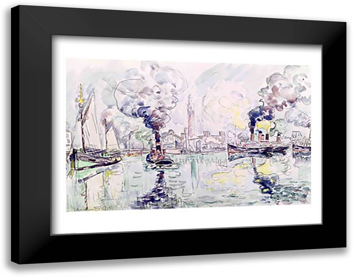 Cherbourg, 1931 28x22 Black Modern Wood Framed Art Print Poster by Signac, Paul