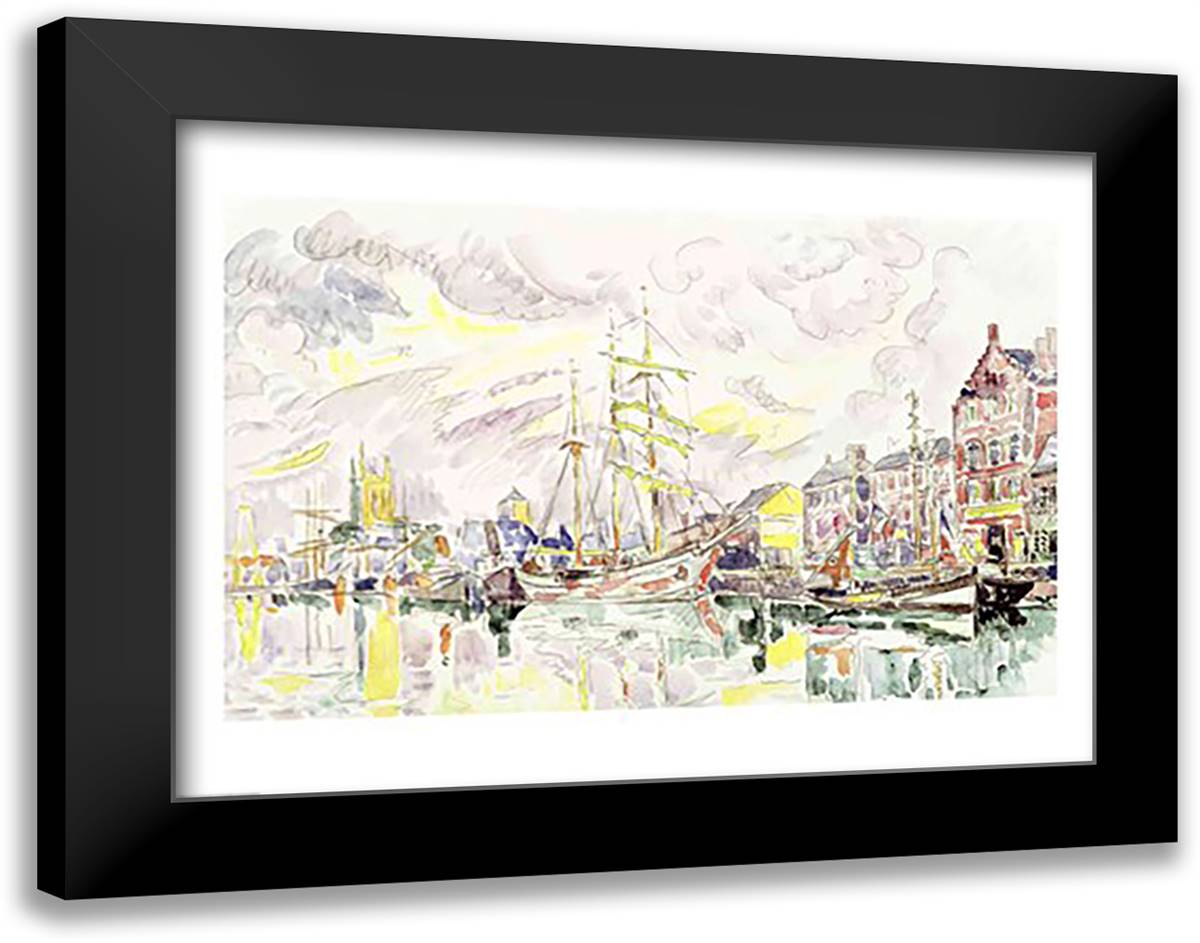 Fecamp, 1934 28x22 Black Modern Wood Framed Art Print Poster by Signac, Paul