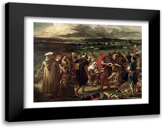 Comedians or Arabic Buffoons, 1848 28x22 Black Modern Wood Framed Art Print Poster by Delacroix, Eugene