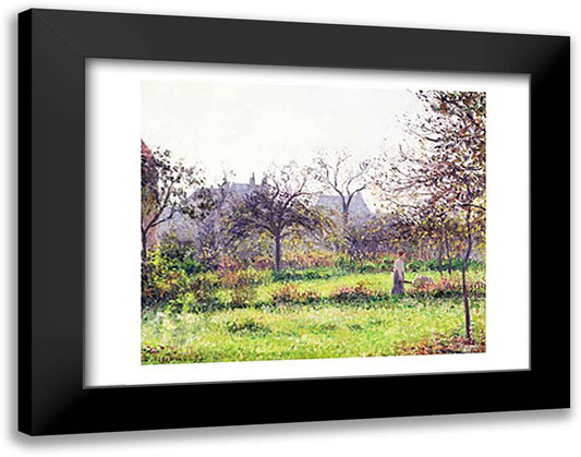 Morning Sun, Autumn, Eragny, 1897 28x22 Black Modern Wood Framed Art Print Poster by Pissarro, Camille