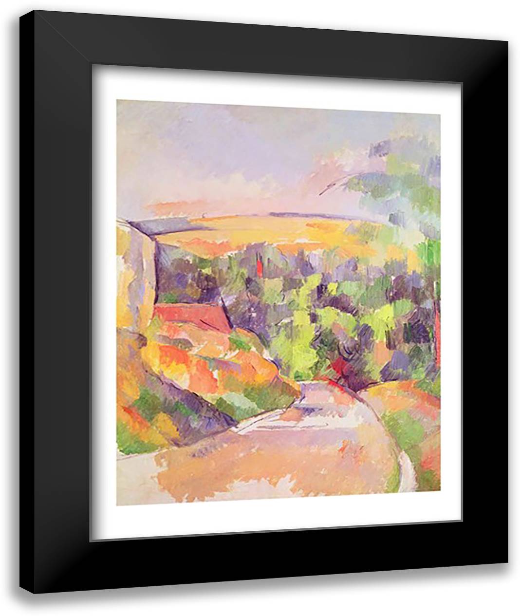 The Bend in the road, 1900-06 22x28 Black Modern Wood Framed Art Print Poster by Cezanne, Paul