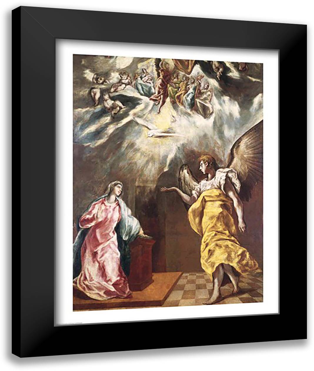 The Annunciation 22x28 Black Modern Wood Framed Art Print Poster by El Greco