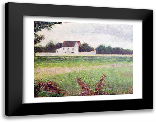 Landscape in the Ile-de-France, 1881-82 28x22 Black Modern Wood Framed Art Print Poster by Seurat, Georges