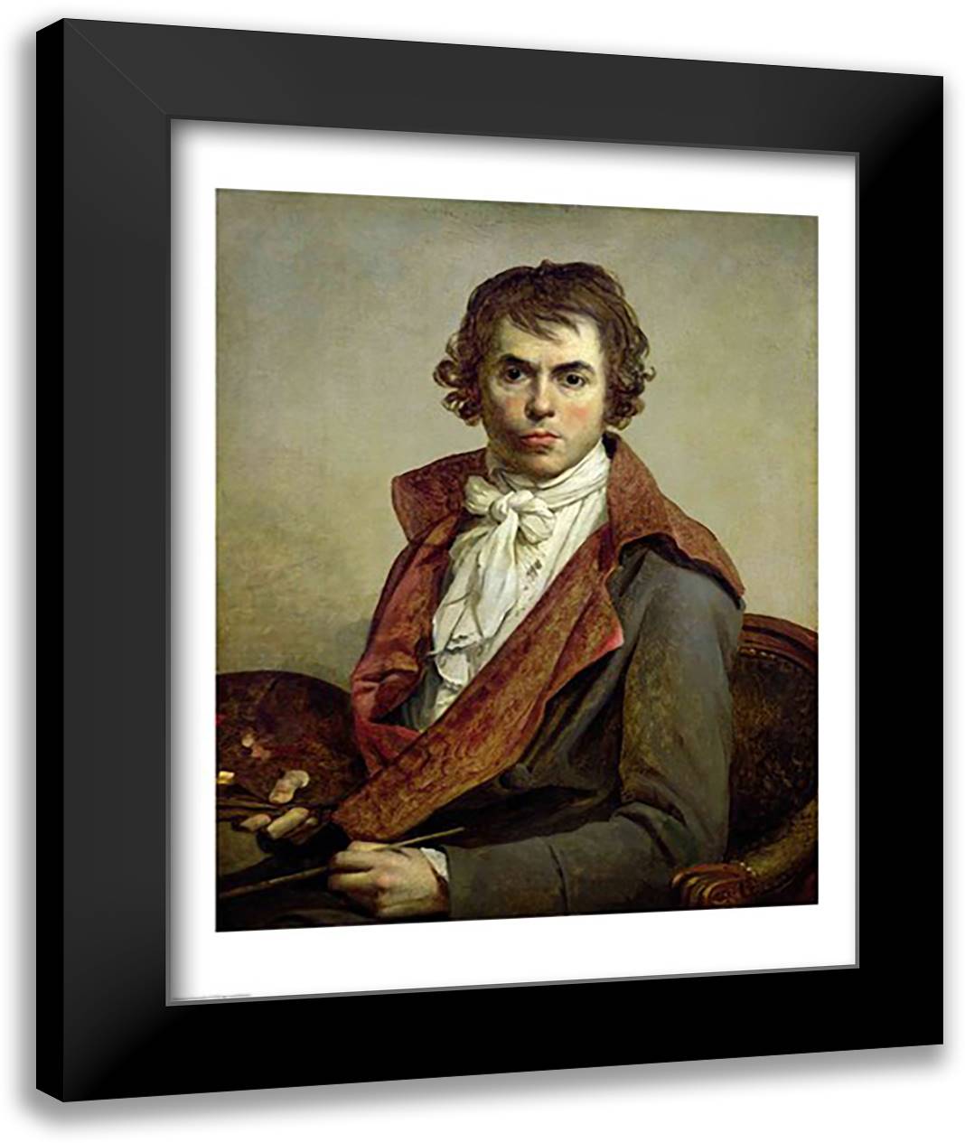 Self Portrait, 1794 22x28 Black Modern Wood Framed Art Print Poster by David, Jacques-Louis
