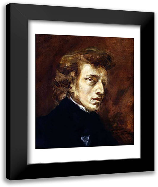 Frederic Chopin 22x28 Black Modern Wood Framed Art Print Poster by Delacroix, Eugene