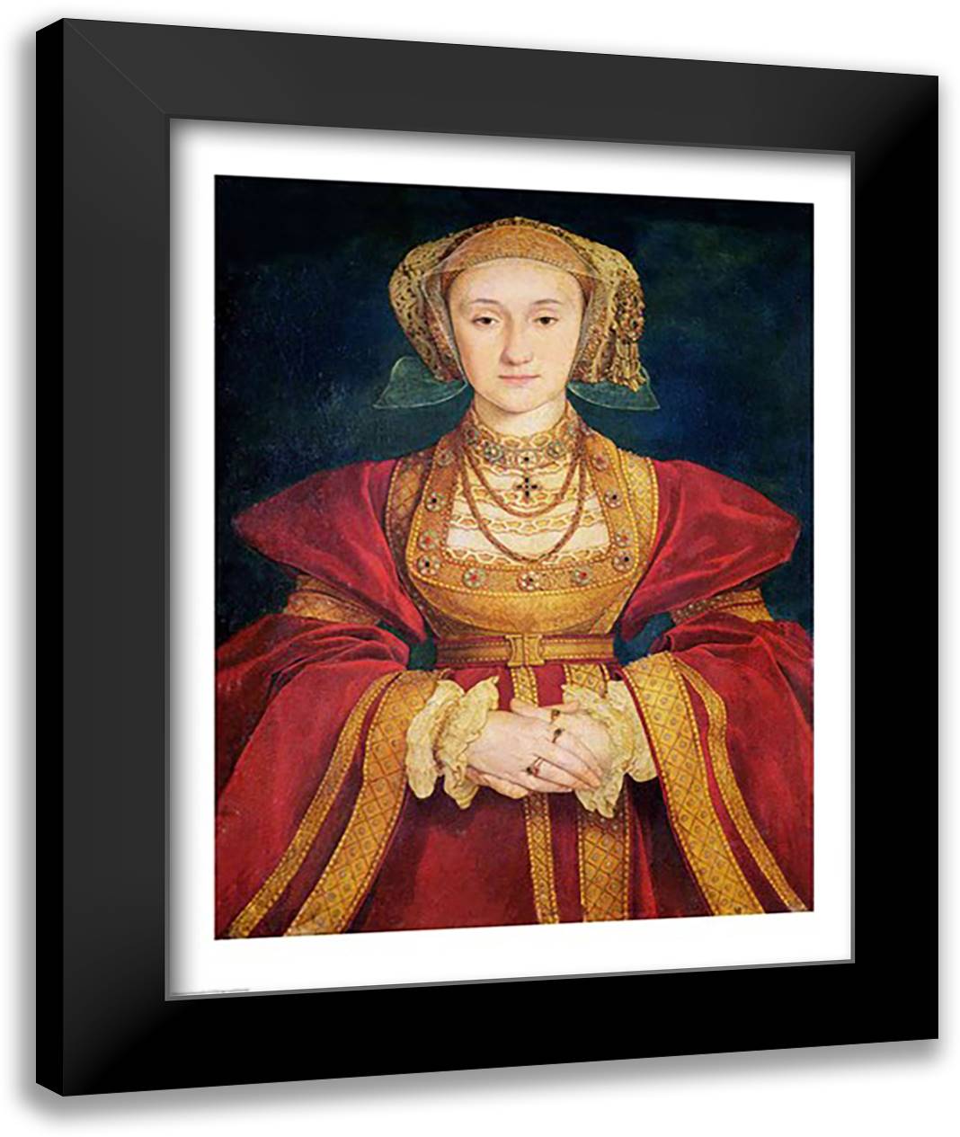 Portrait of Anne of Cleves 22x28 Black Modern Wood Framed Art Print Poster by Holbein, Hans