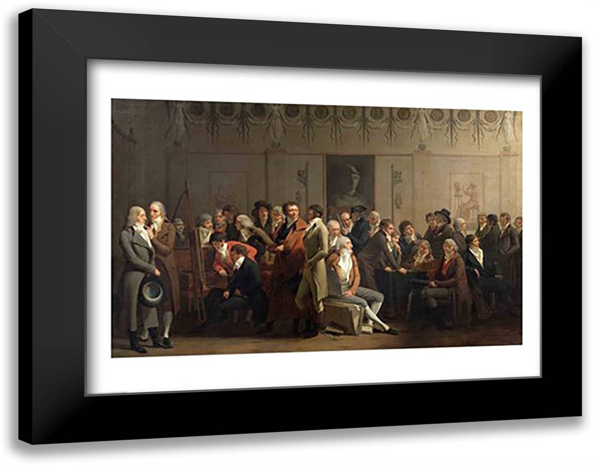 Reunion of Artists in the Studio of Isabey, 1798 28x22 Black Modern Wood Framed Art Print Poster by Boilly, Louis-Leopold