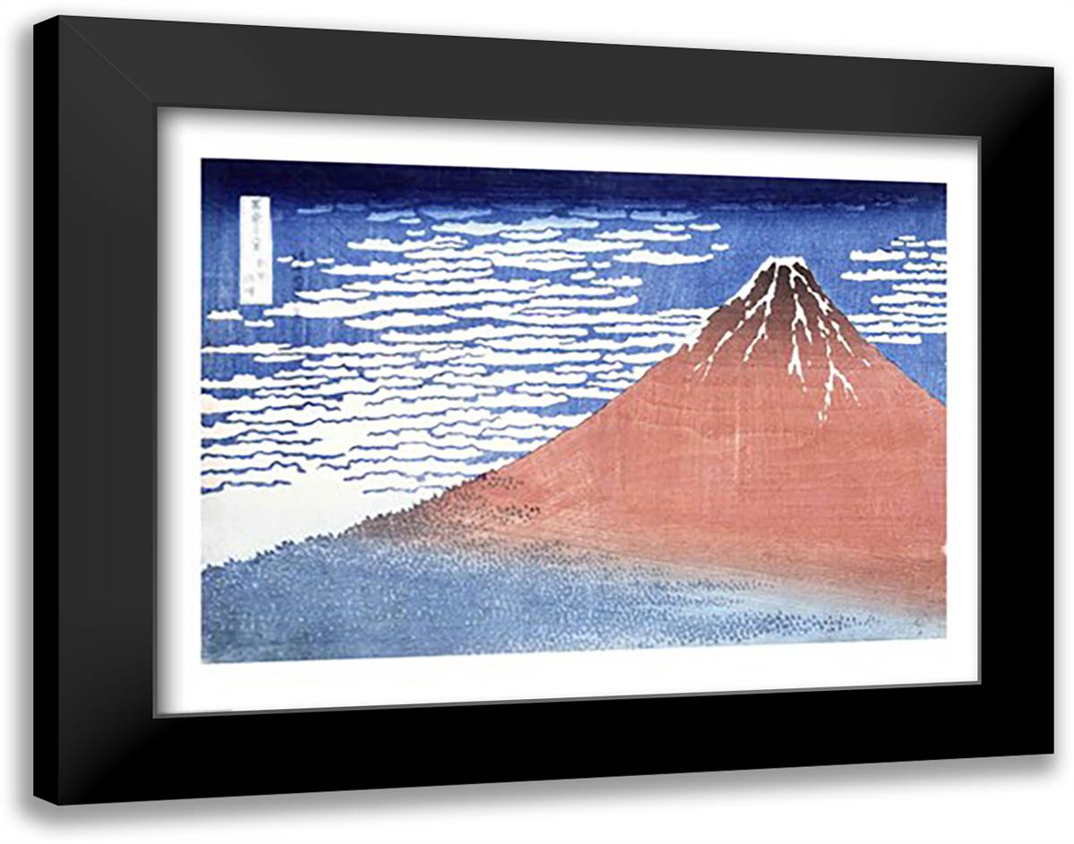 Fine weather with South wind 28x22 Black Modern Wood Framed Art Print Poster by Hokusai, Katsushika