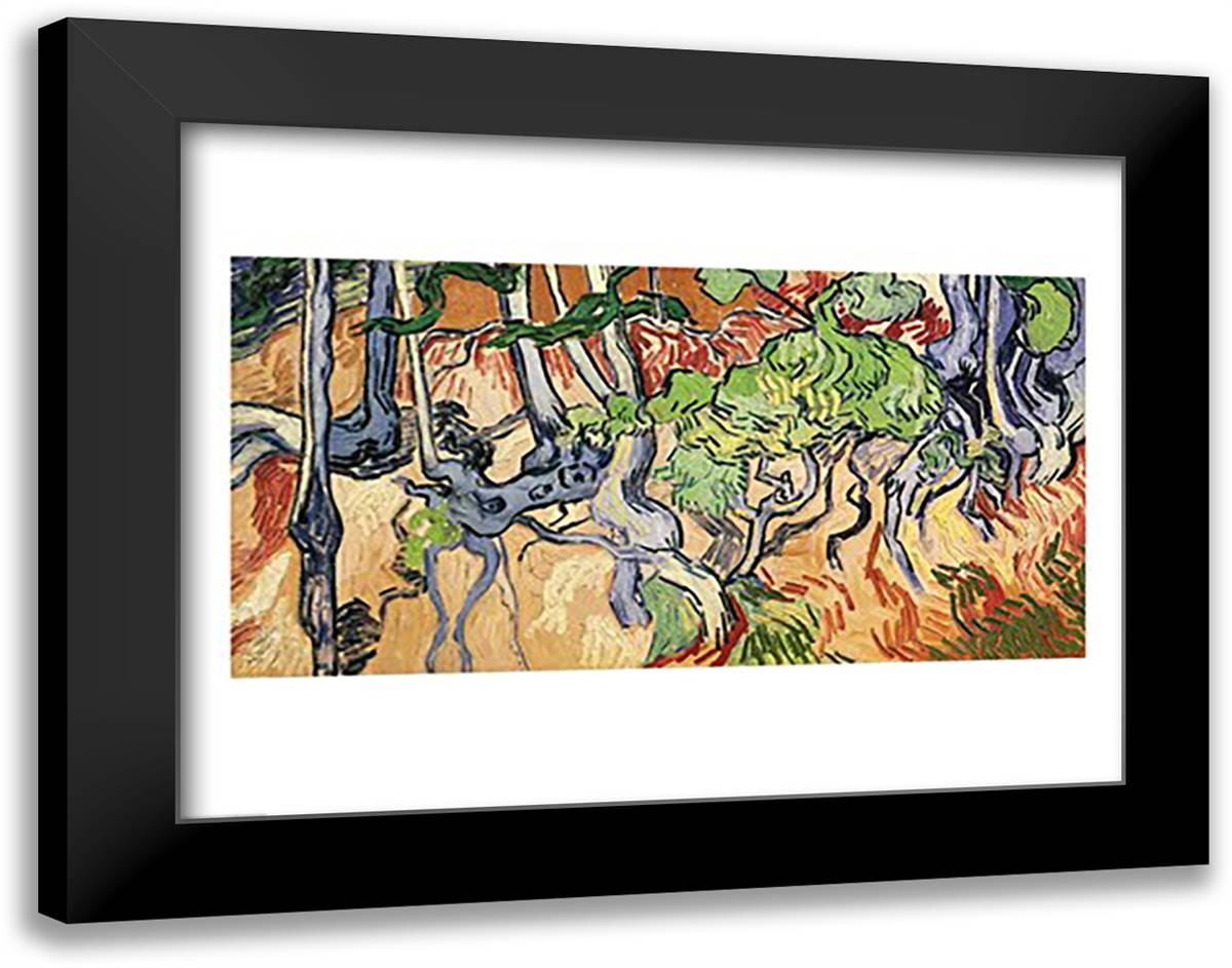 Tree roots, 1890 28x22 Black Modern Wood Framed Art Print Poster by Van Gogh, Vincent