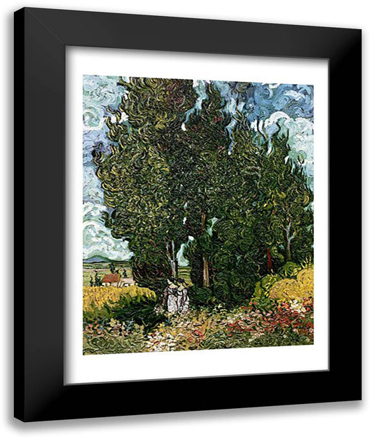 The Cypresses 22x28 Black Modern Wood Framed Art Print Poster by Van Gogh, Vincent