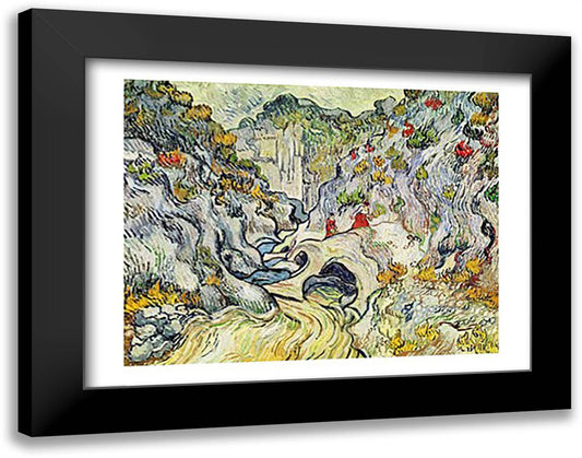 The Ravine of the Peyroulets 28x22 Black Modern Wood Framed Art Print Poster by Van Gogh, Vincent