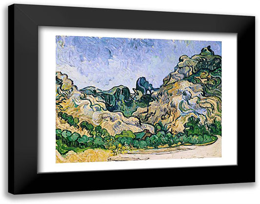 The Alpilles, 1889 28x22 Black Modern Wood Framed Art Print Poster by Van Gogh, Vincent