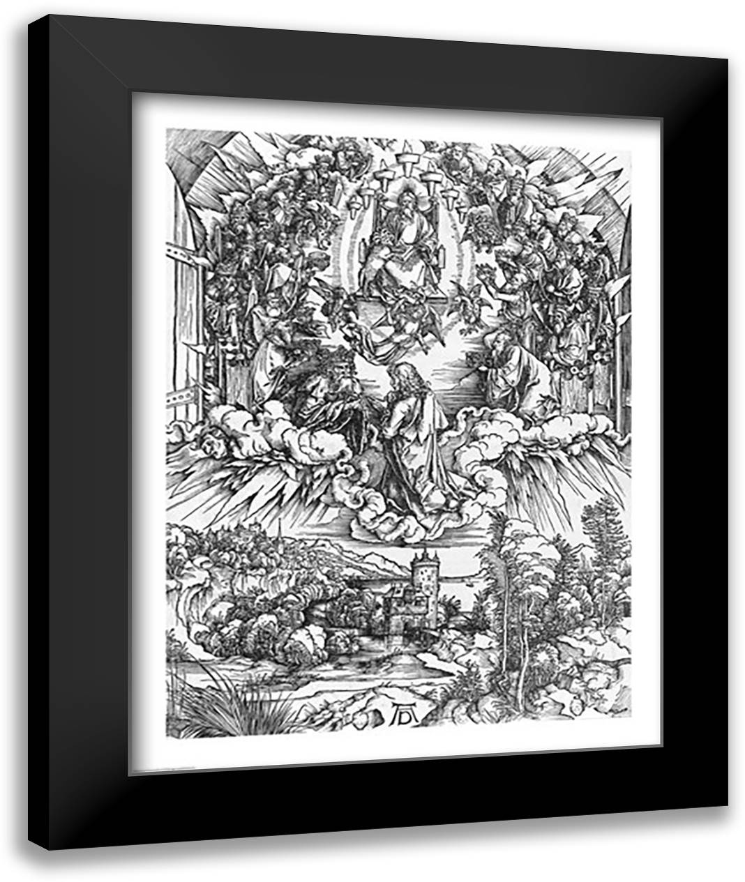 Scene from the Apocalypse, St. John before God the Father and the Twenty-Four Elders 22x28 Black Modern Wood Framed Art Print Poster by Durer, Albrecht