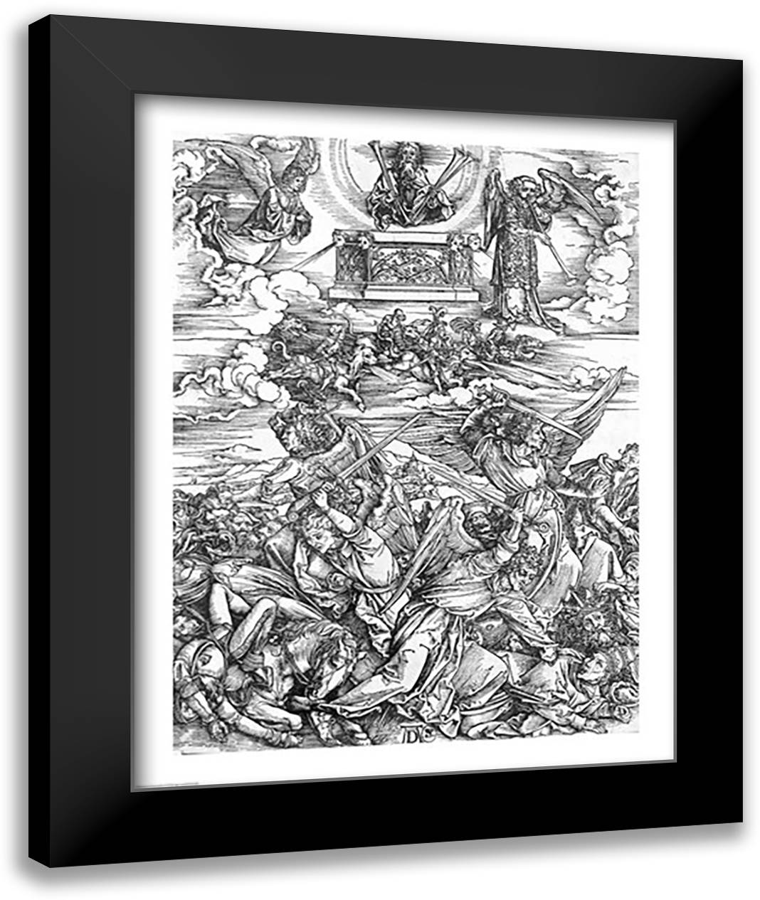 Scene from the Apocalypse, The Four Vengeful Angels 22x28 Black Modern Wood Framed Art Print Poster by Durer, Albrecht
