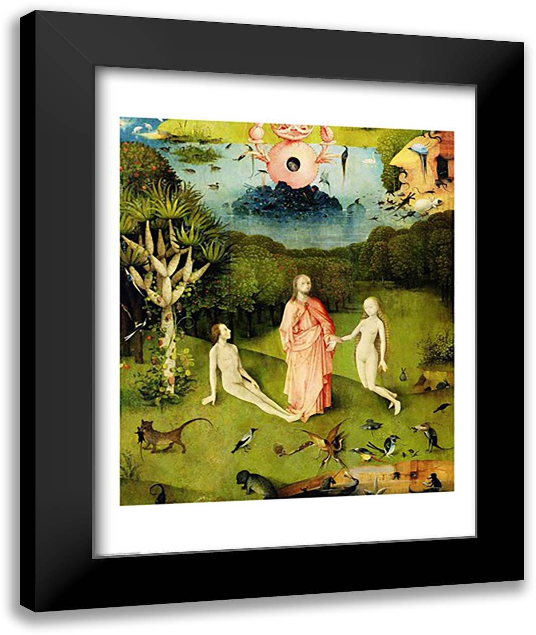 The Garden of Earthly Delights: The Garden of Eden, left wing of triptych, c.1500 22x28 Black Modern Wood Framed Art Print Poster by Bosch, Hieronymus