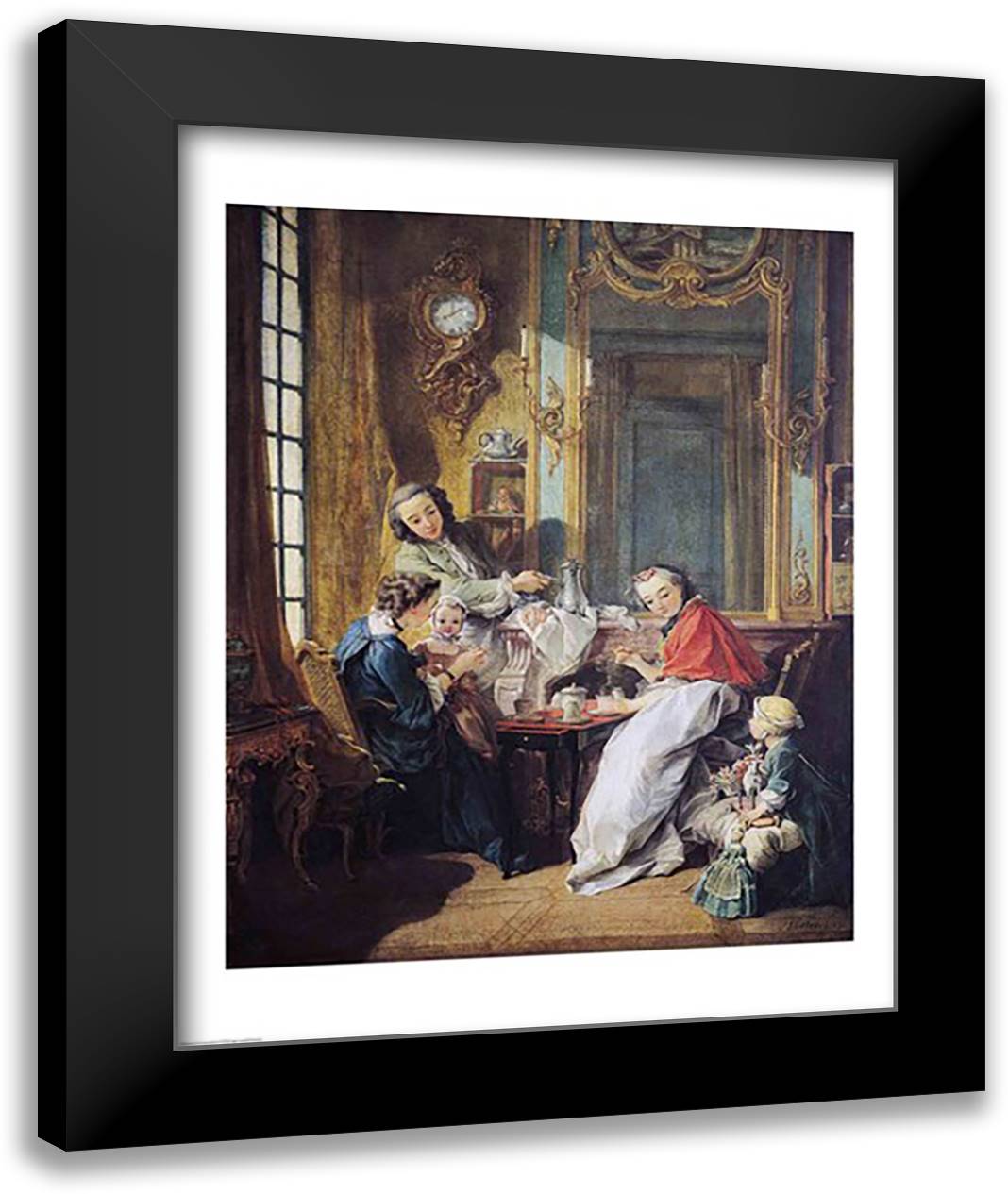 The Afternoon Meal, 1739 22x28 Black Modern Wood Framed Art Print Poster by Boucher, Francois