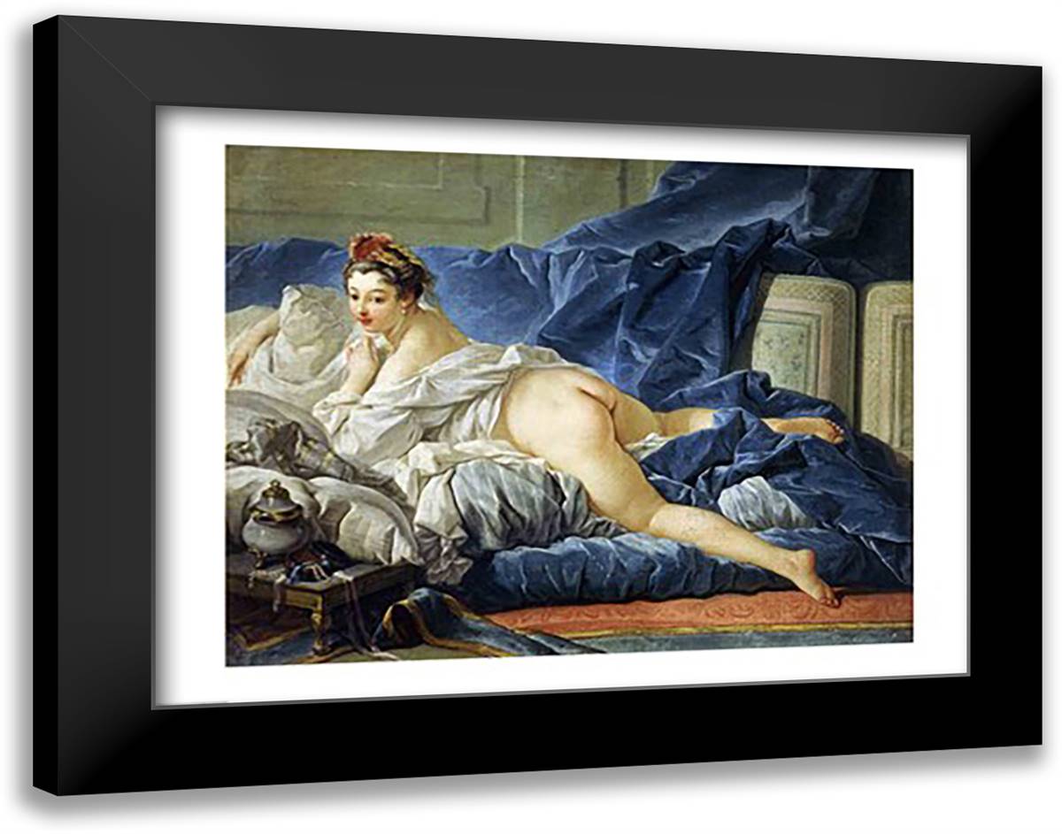 The Odalisque, 1745 28x22 Black Modern Wood Framed Art Print Poster by Boucher, Francois