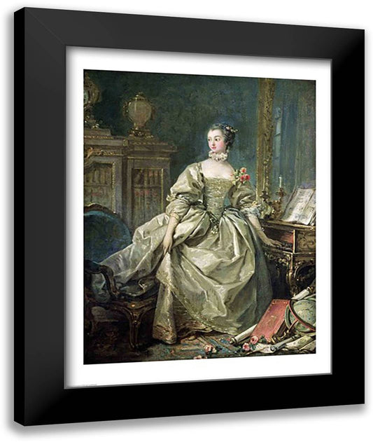 Madame de Pompadour 22x28 Black Modern Wood Framed Art Print Poster by Boucher, Francois