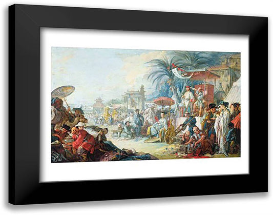 The Chinese Fair, c.1742 28x22 Black Modern Wood Framed Art Print Poster by Boucher, Francois