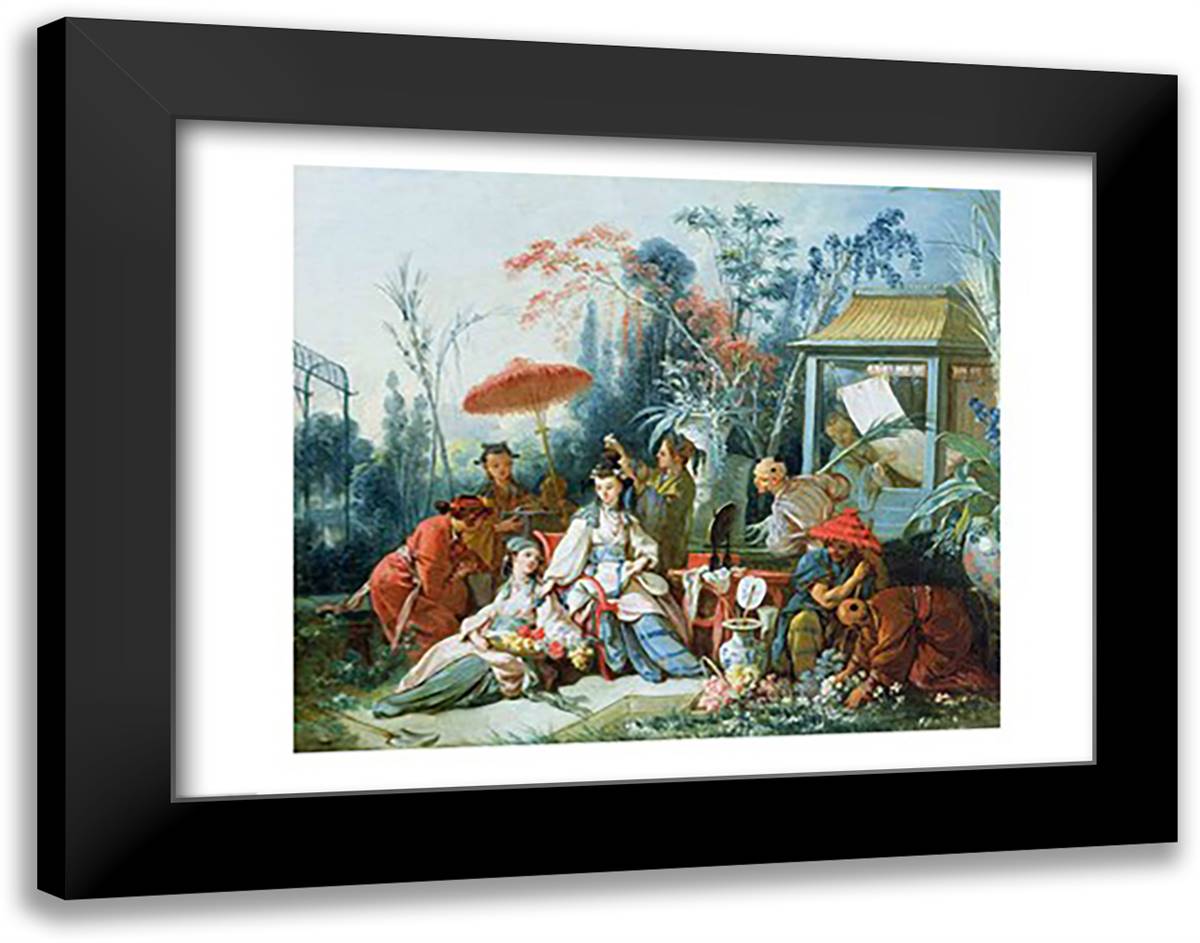 The Chinese Garden, c.1742 28x22 Black Modern Wood Framed Art Print Poster by Boucher, Francois